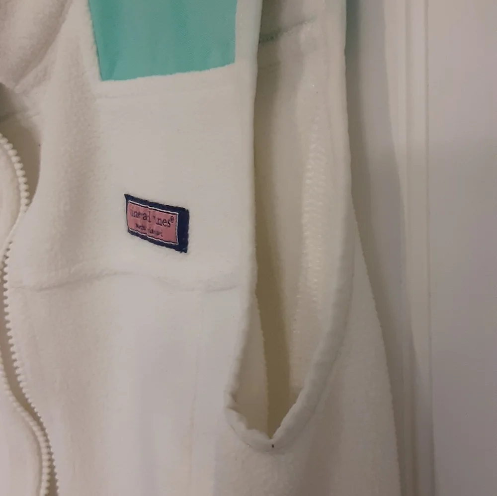 Vineyard Vines XXS fleece vest white and aqua - Picture 7 of 13